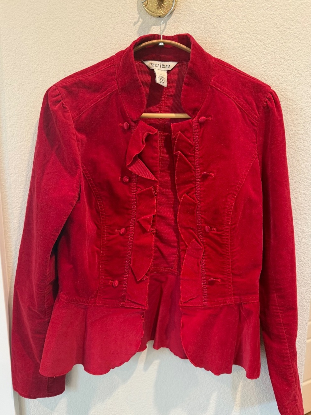 White House Black Market Red Velvet Jacket